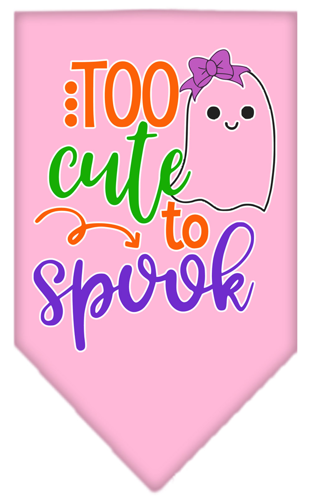 Too Cute to Spook-Girly Ghost Screen Print Bandana Light Pink Small